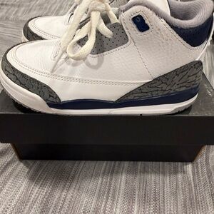 Jordan 3 Toddler Kids White and Navy Athletic Sneakers